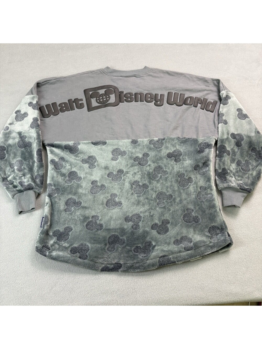 Walt Disney World Velour Mickey Mouse Pull Over Spirit Jersey Size Small Gray